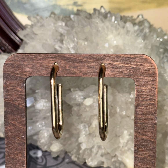 Gold Tone Bar Hoop Earrings for Women‎ Nickel-Free Anniversary - Picture 2 of 3